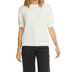 Matty M White Crew Neck Sweater Plush Knit